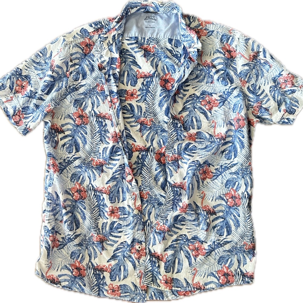 Izod Blue and Red Floral Men's Shirt